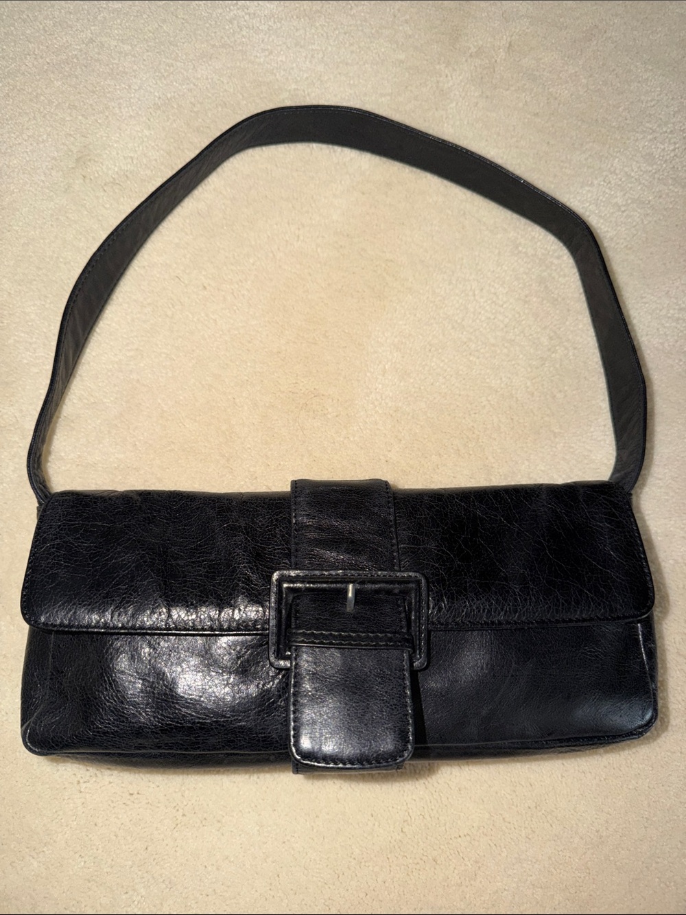 HOBO Black Leather Buckle Shoulder Bag
